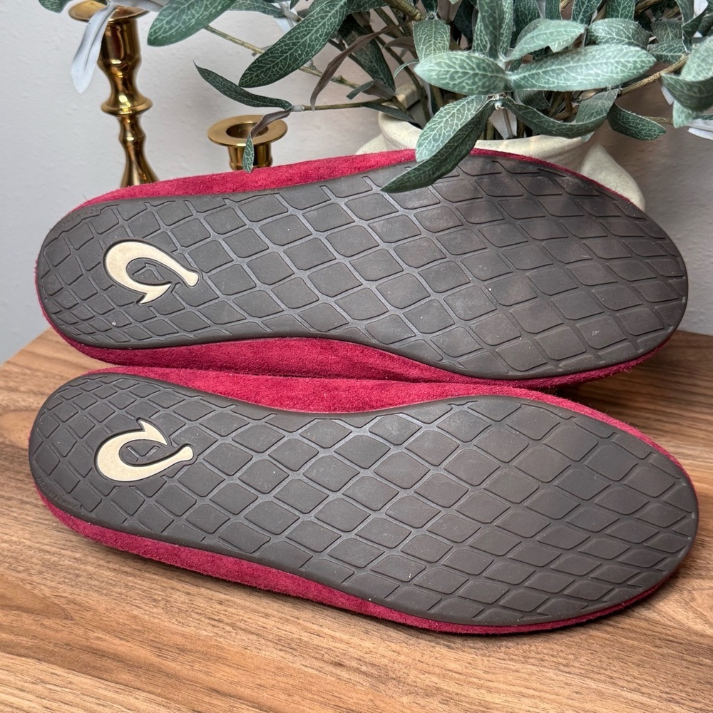 OluKai Women’s Size 10 Ku'una Lilikoi Leather Slip On Shoes Shearling Cozy Soft - Picture 4 of 6